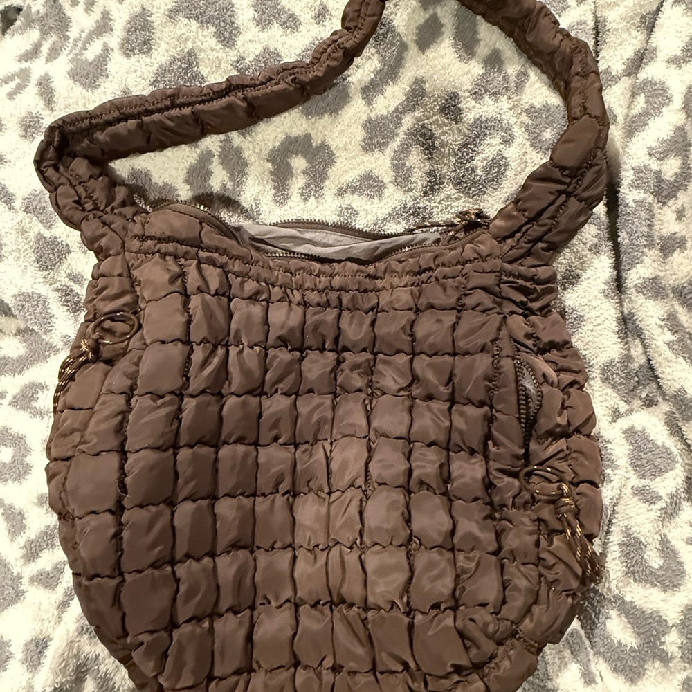 Elegant Brown Quilted Shoulder Bag